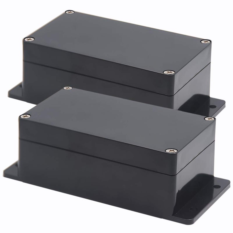 Zulkit Junction Box ABS Plastic Dustproof Waterproof IP65 Universal Electrical Boxes Project Enclosure with Fixed Ear Black 6.22 x 3.54 x 2.36 Inch (158 x 90 x 60mm)(Pack of 2) - Image 1